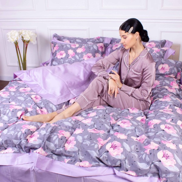 Фото - Комплект постільної білизни MirSon Satin print Elit Aster 143х210х2 см (2200005393864)